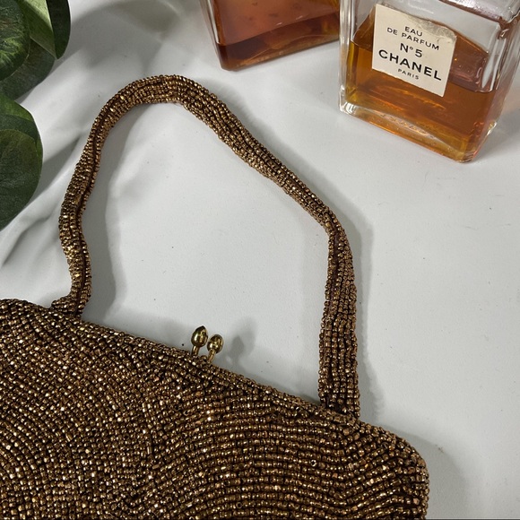 VTG Beaded Evening Purse 50s Bronze  Belgium - Picture 3 of 15
